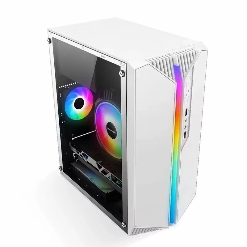 Acrylic Computer Tower with 230mm Graphic Card Slot, M-ATX/ITX Motherboard Support, SSD Compatibility, and RGB LEDs