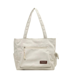 Solid color corduroy bag girls Tote bag with a large capacity commuter fashion shoulder bag
