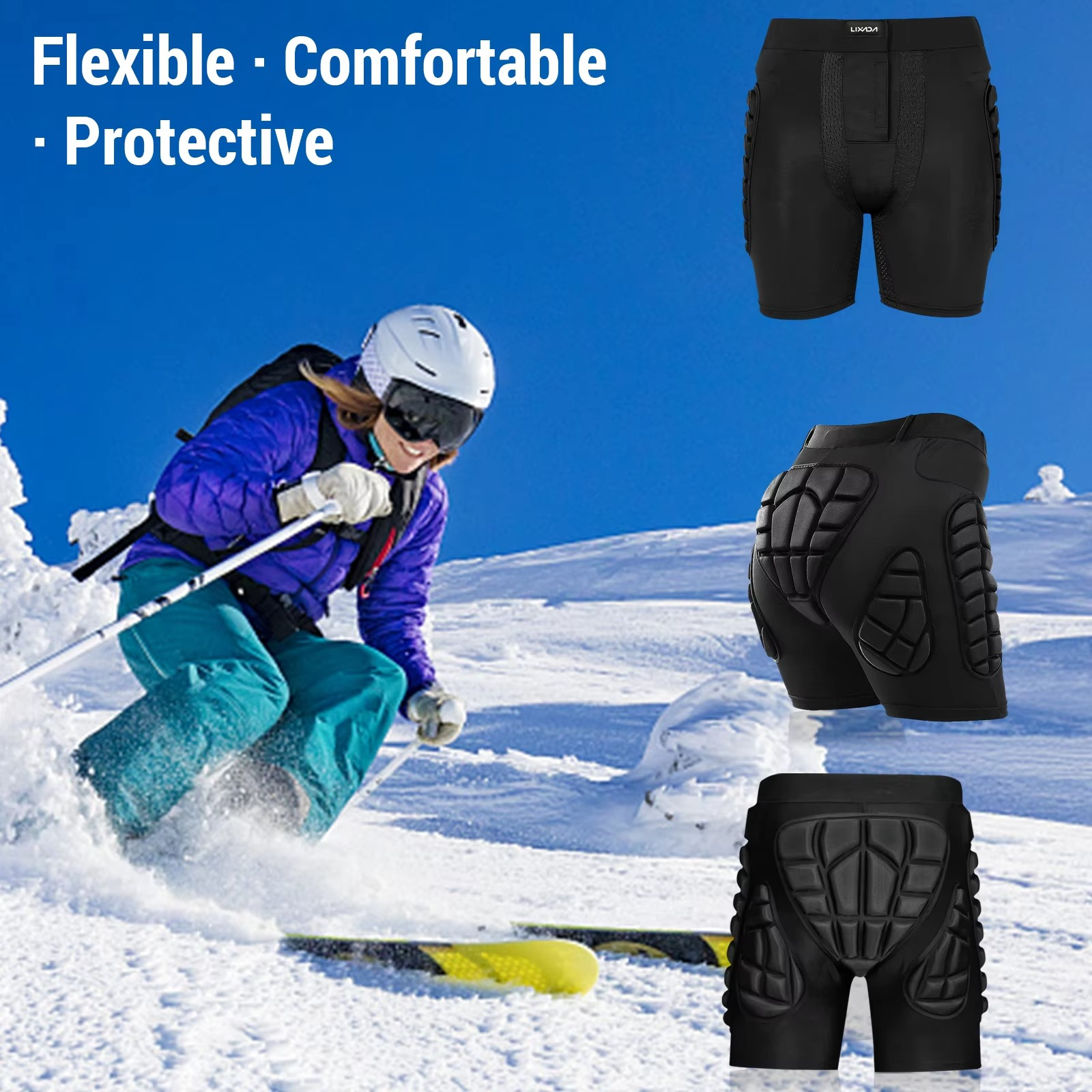 Outdoor Ski Shorts + Knee Pads Set Waterproof Skateboarding Snowboarding Skiing for Women Men