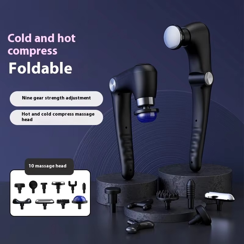 Fascia Gun Massage with Hot and Cold Heads Adjustable Angles Portable Percussion Back Massager for Muscle Neck Body Fitness