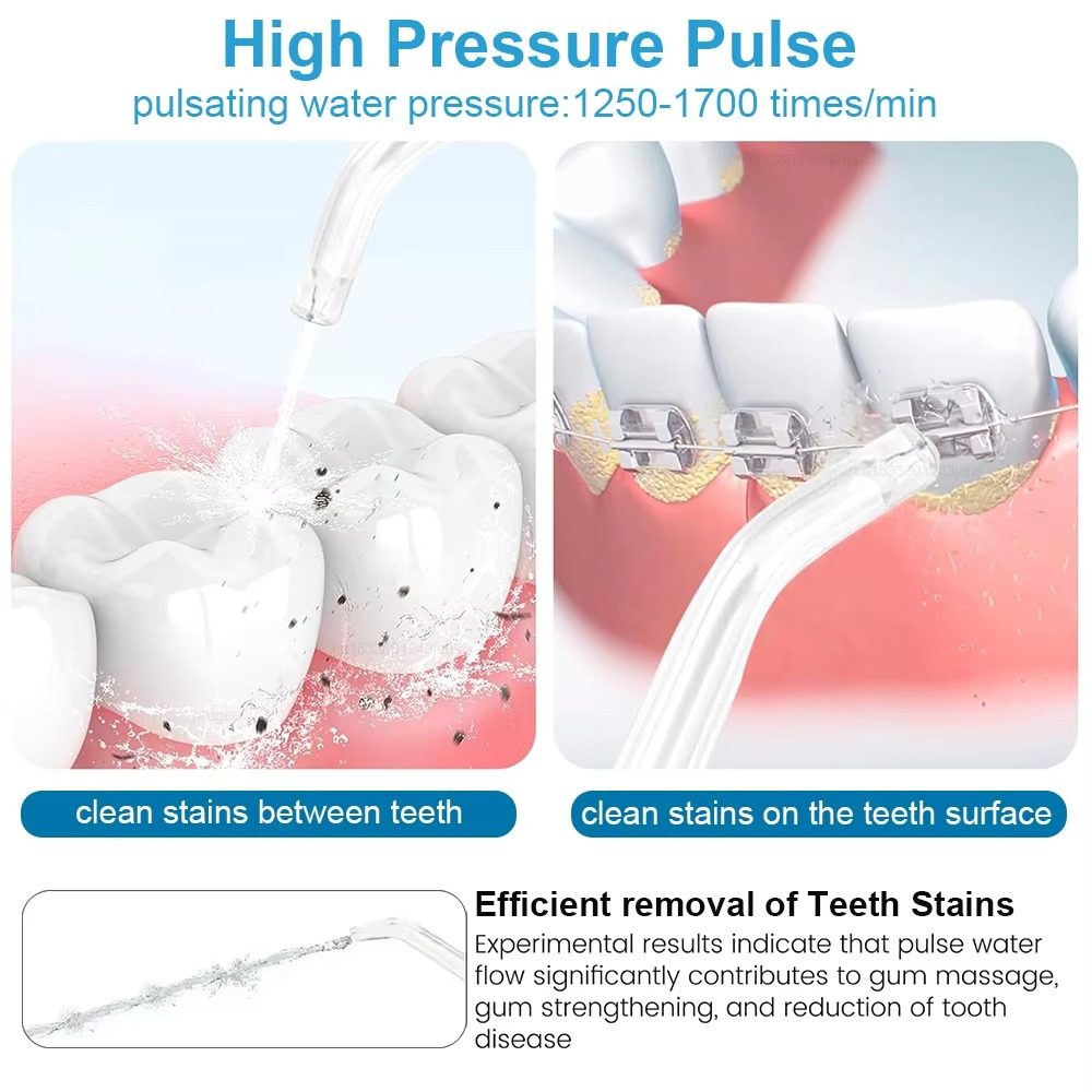 Water Flosser Dental Oral Irrigator 800ML High Pressure Water Flosser for Teeth Mouth Washing Machine with 5x Tip Teeth Cleaning