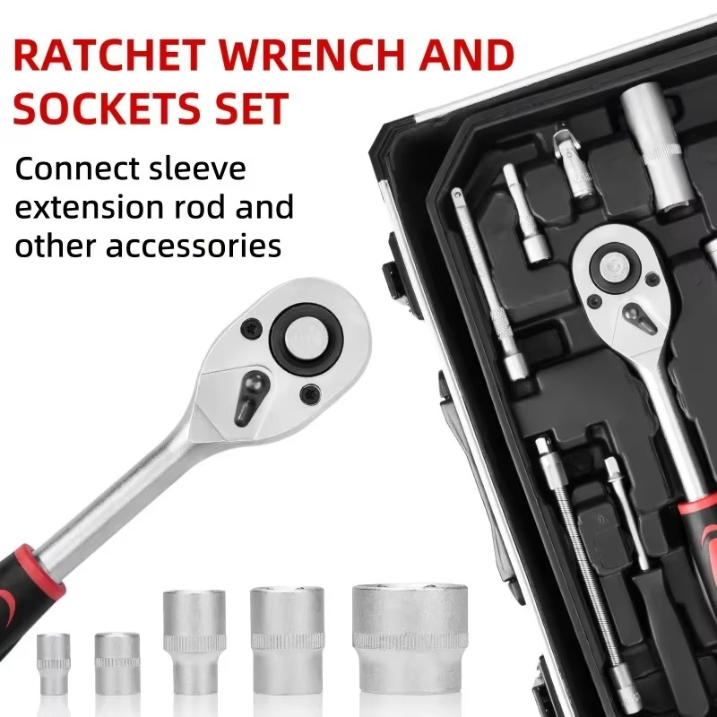 899pcs Portable Toolbox Set with 4 Layers, Wheels & Lock - Ideal for Home & Car Maintenance, Durable Metal Construction