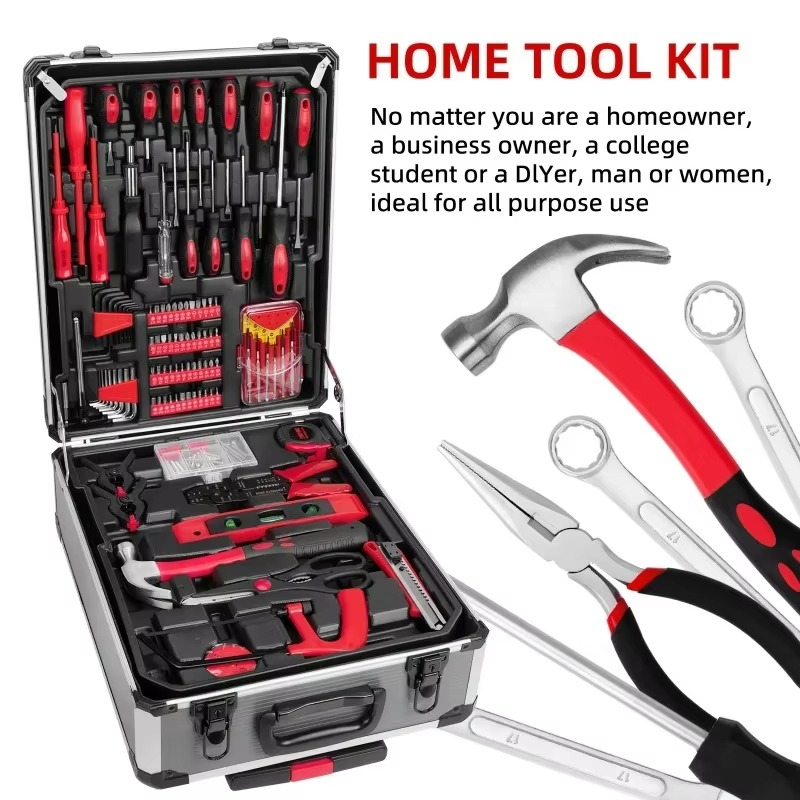 899pcs Portable Toolbox Set with 4 Layers, Wheels & Lock - Ideal for Home & Car Maintenance, Durable Metal Construction