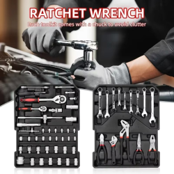 899pcs Portable Toolbox Set with 4 Layers, Wheels & Lock - Ideal for Home & Car Maintenance, Durable Metal Construction