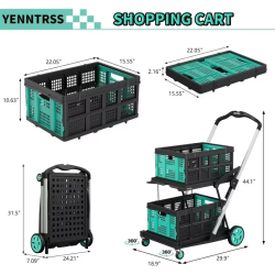 Shopping Cart,8 Combination 1 200 Pound Multifunctional Foldable Cart,Belt 2 One Storage Box,2 Layer Portable Utility Car