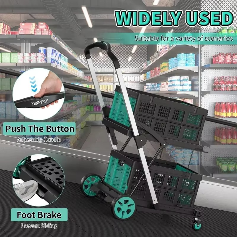 Shopping Cart,8 Combination 1 200 Pound Multifunctional Foldable Cart,Belt 2 One Storage Box,2 Layer Portable Utility Car