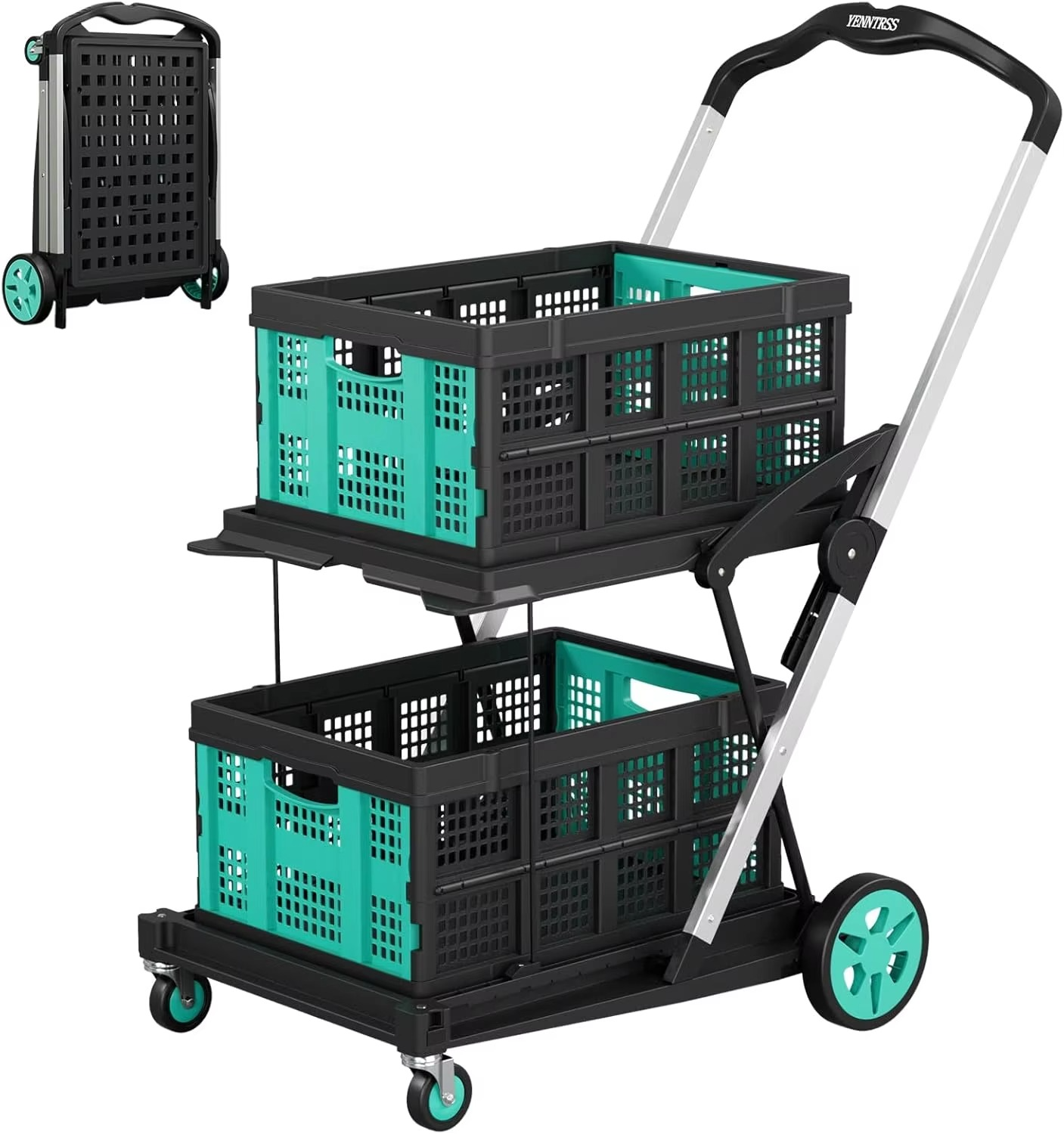 Shopping Cart,8 Combination 1 200 Pound Multifunctional Foldable Cart,Belt 2 One Storage Box,2 Layer Portable Utility Car