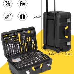 318pcs Rolling Toolbox Set with Trolley - Durable Metal Mechanic's Kit for Home Repairs