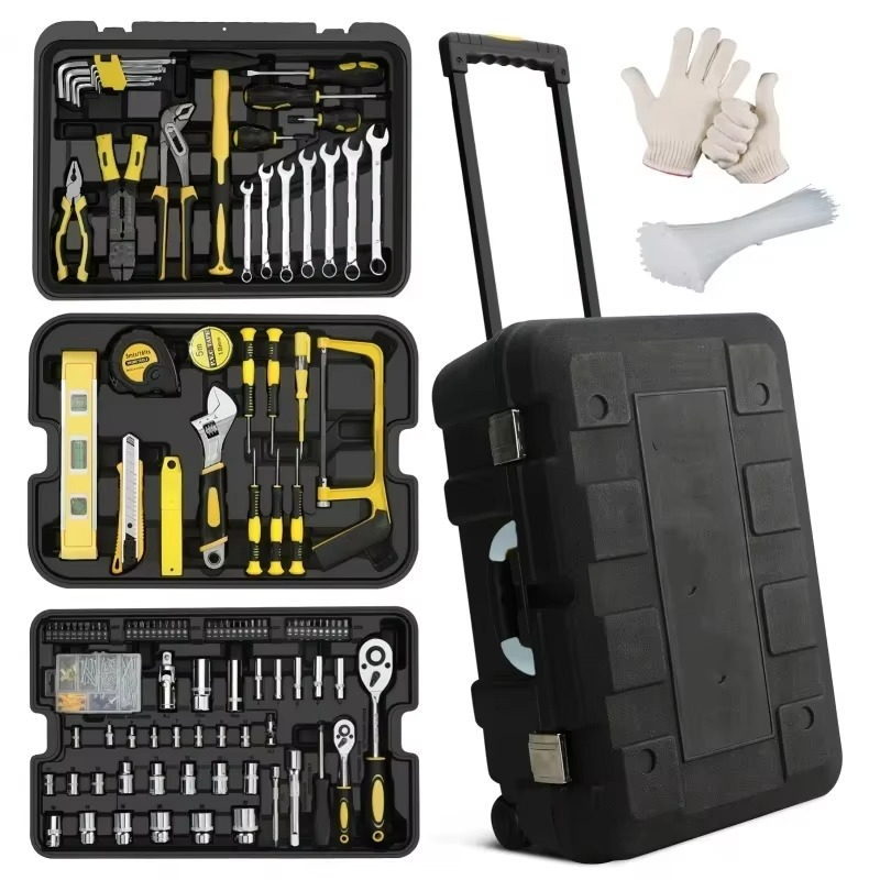 318pcs Rolling Toolbox Set with Trolley - Durable Metal Mechanic's Kit for Home Repairs