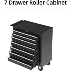 Drawer Rolling Toolbox，Black，With top storage shelf and four 360° Wheels - Durable Metal Construction，Suitable for home workshop