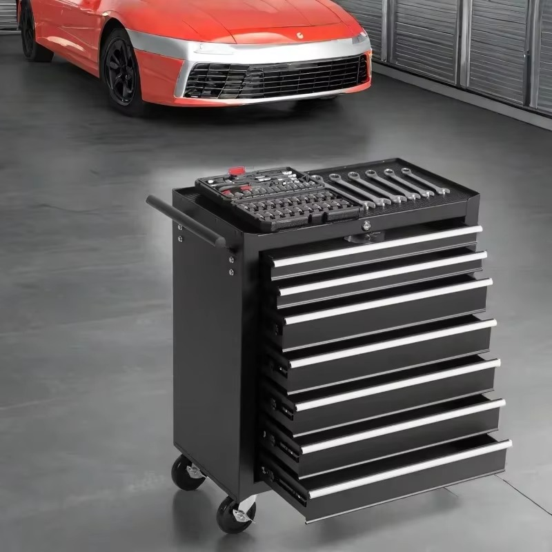 Drawer Rolling Toolbox,Black,With top storage shelf and four 360° Wheels - Durable Metal Construction,Suitable for home workshop