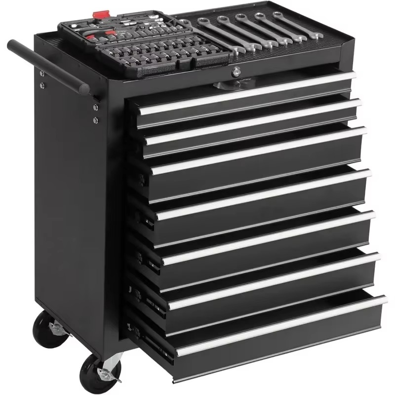 Drawer Rolling Toolbox,Black,With top storage shelf and four 360° Wheels - Durable Metal Construction,Suitable for home workshop