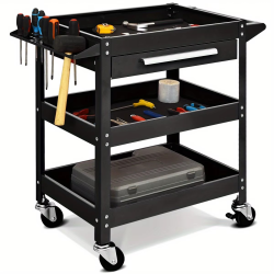 Three-Tray Rolling Tool Cart Mechanical Cabinet Storage Toolbox Organizer