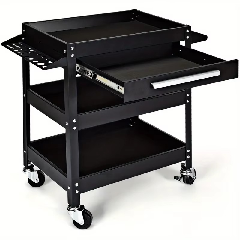 Three-Tray Rolling Tool Cart Mechanical Cabinet Storage Toolbox Organizer