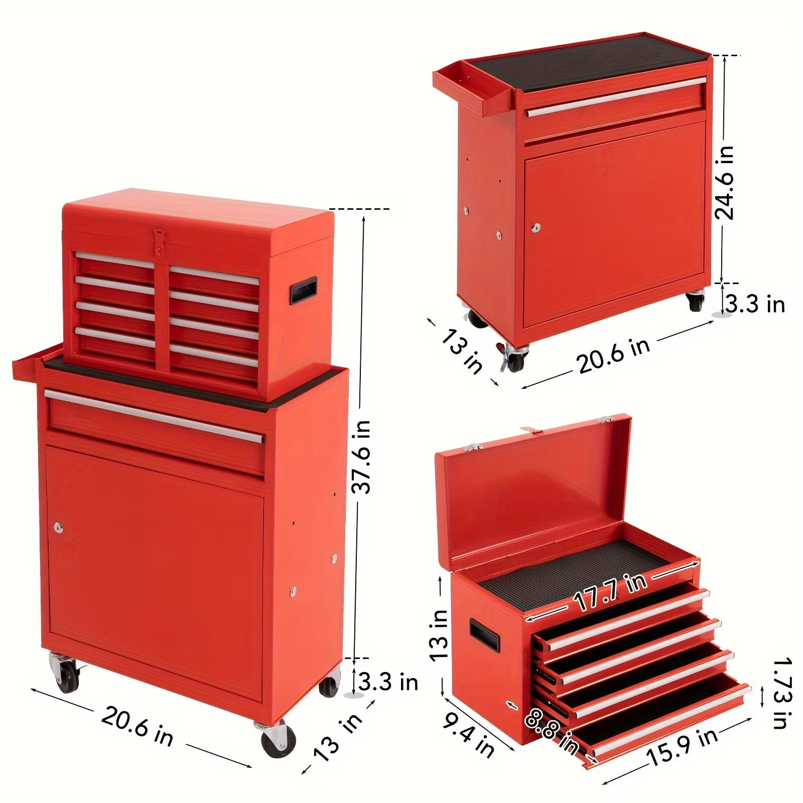 5 Drawer Rolling Toolbox,Removable Tool Cabinet Boxes with Wheels and Drawers,Tool Cabinet Storage Box,Adjustable Partition