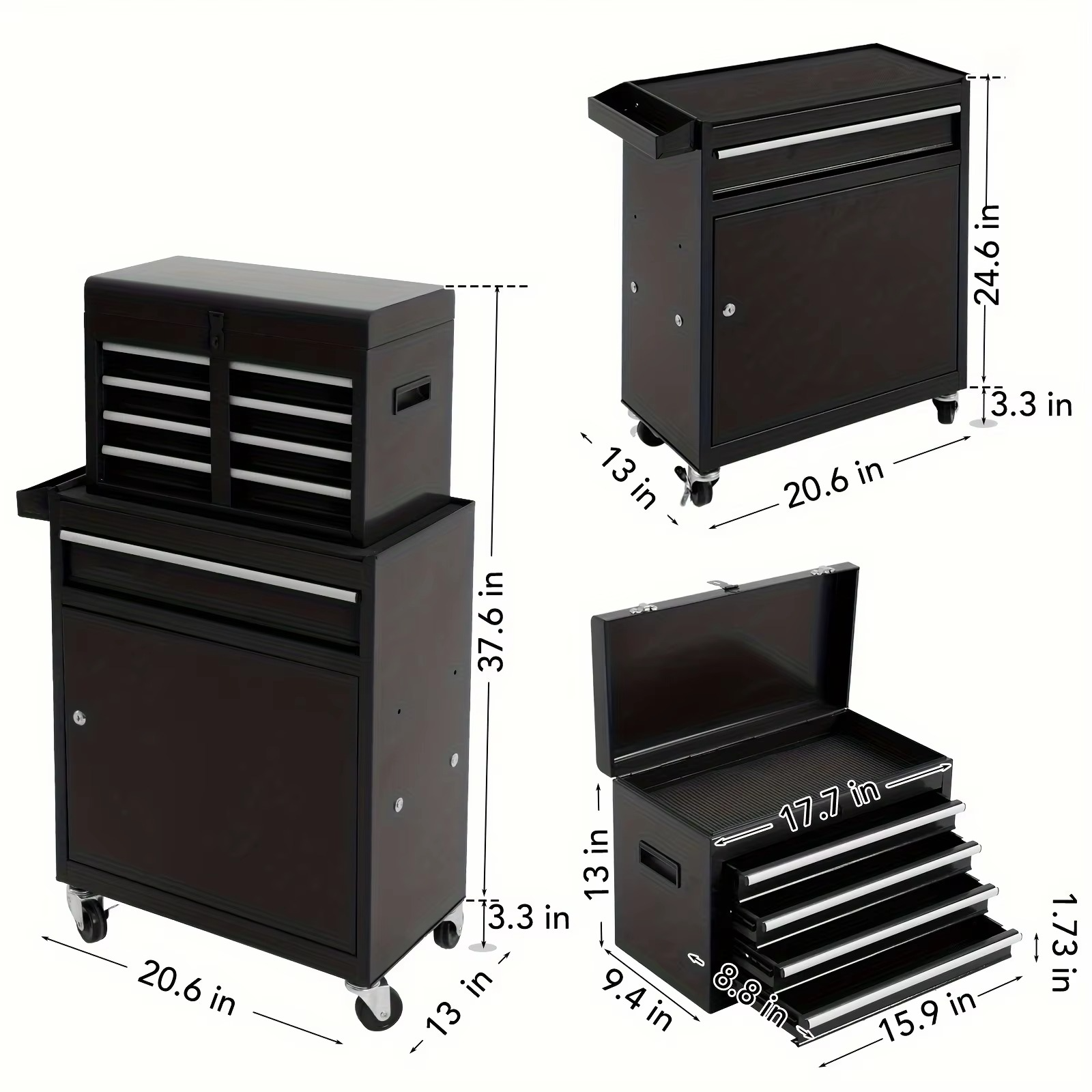5 Drawer Rolling Toolbox,Removable Tool Cabinet Boxes with Wheels and Drawers,Tool Cabinet Storage Box,Adjustable Partition