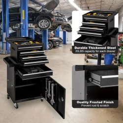 5 Drawer Rolling Toolbox，Removable Tool Cabinet Boxes with Wheels and Drawers，Tool Cabinet Storage Box，Adjustable Partition