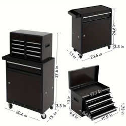 5 Drawer Rolling Toolbox，Removable Tool Cabinet Boxes with Wheels and Drawers，Tool Cabinet Storage Box，Adjustable Partition