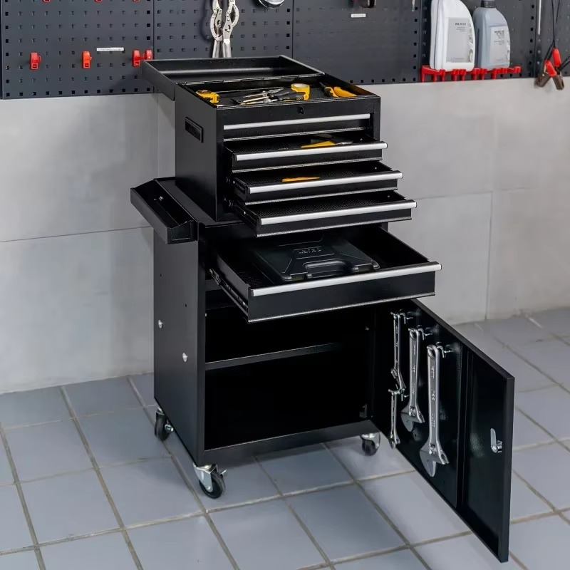 5 Drawer Rolling Toolbox，Removable Tool Cabinet Boxes with Wheels and Drawers，Tool Cabinet Storage Box，Adjustable Partition
