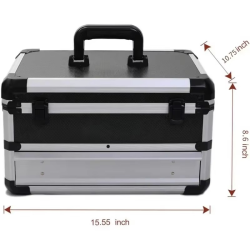 Tool Box Hard Case tool organizer storage cabinet carry case with Lock & drawers (Silver)