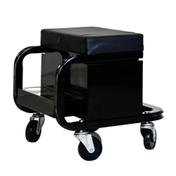 with 360 ° Rotating Wheel Heavy-Duty Rolling Workshop Bench - Durable Steel Structure，Black，With Top Storage Box and Bottom Sh