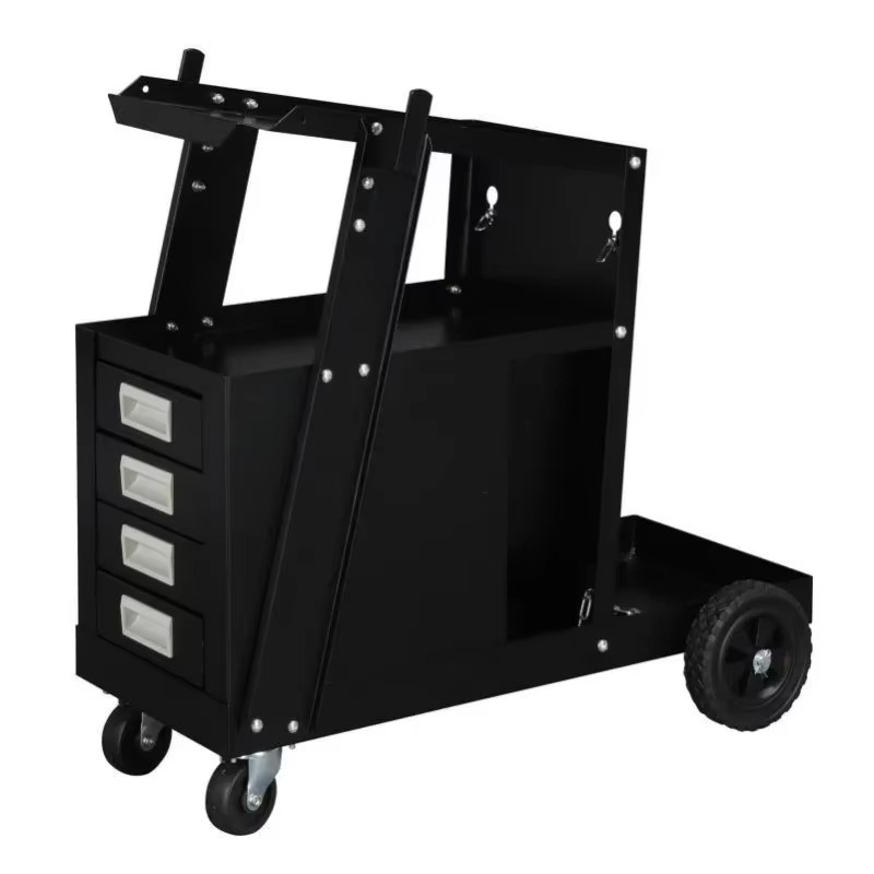 with4Portable Wire Welded Cart with Drawers and Wheels,Black Utility Tool Storage