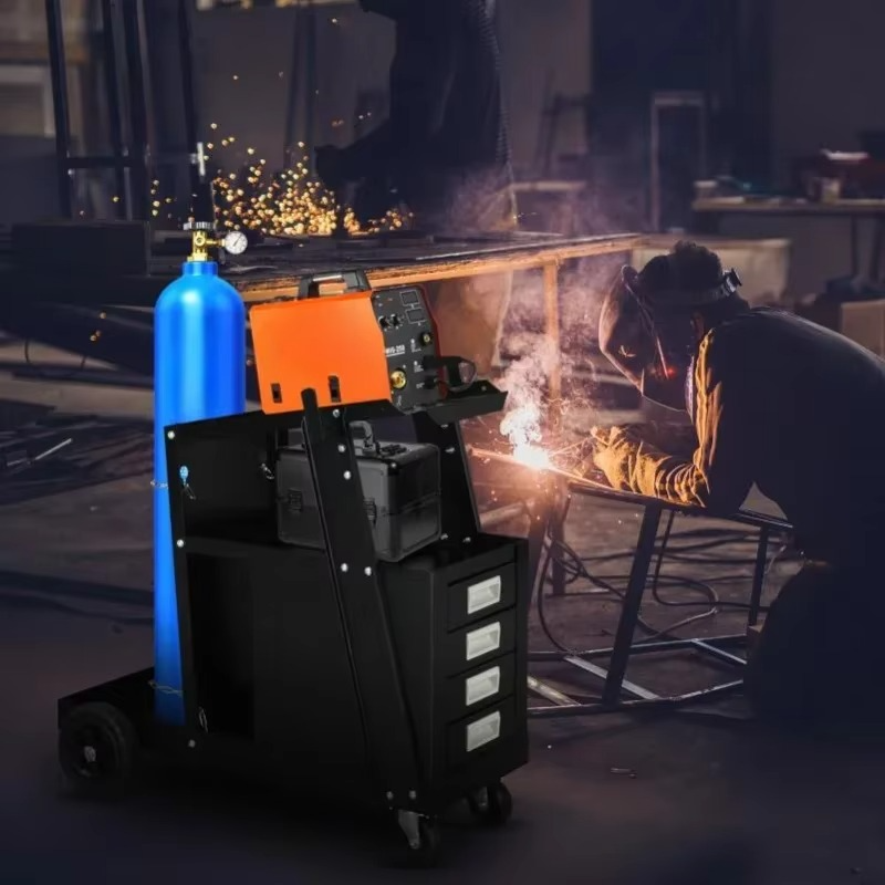 with4Portable Wire Welded Cart with Drawers and Wheels,Black Utility Tool Storage