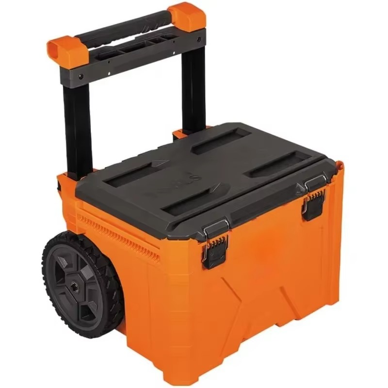 MODbox Rolling Tool Box, Heavy Duty Portable Tool Box Organizer with Side Mounting, 10-Inch Rubber Wheels, Removable Handle