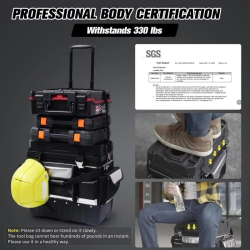18'' Rolling Tool Bag with Wheels, Tool Bags Organizer, with Telescopic Handle and Waterproof Cover, 330lbs Load Rated Storage