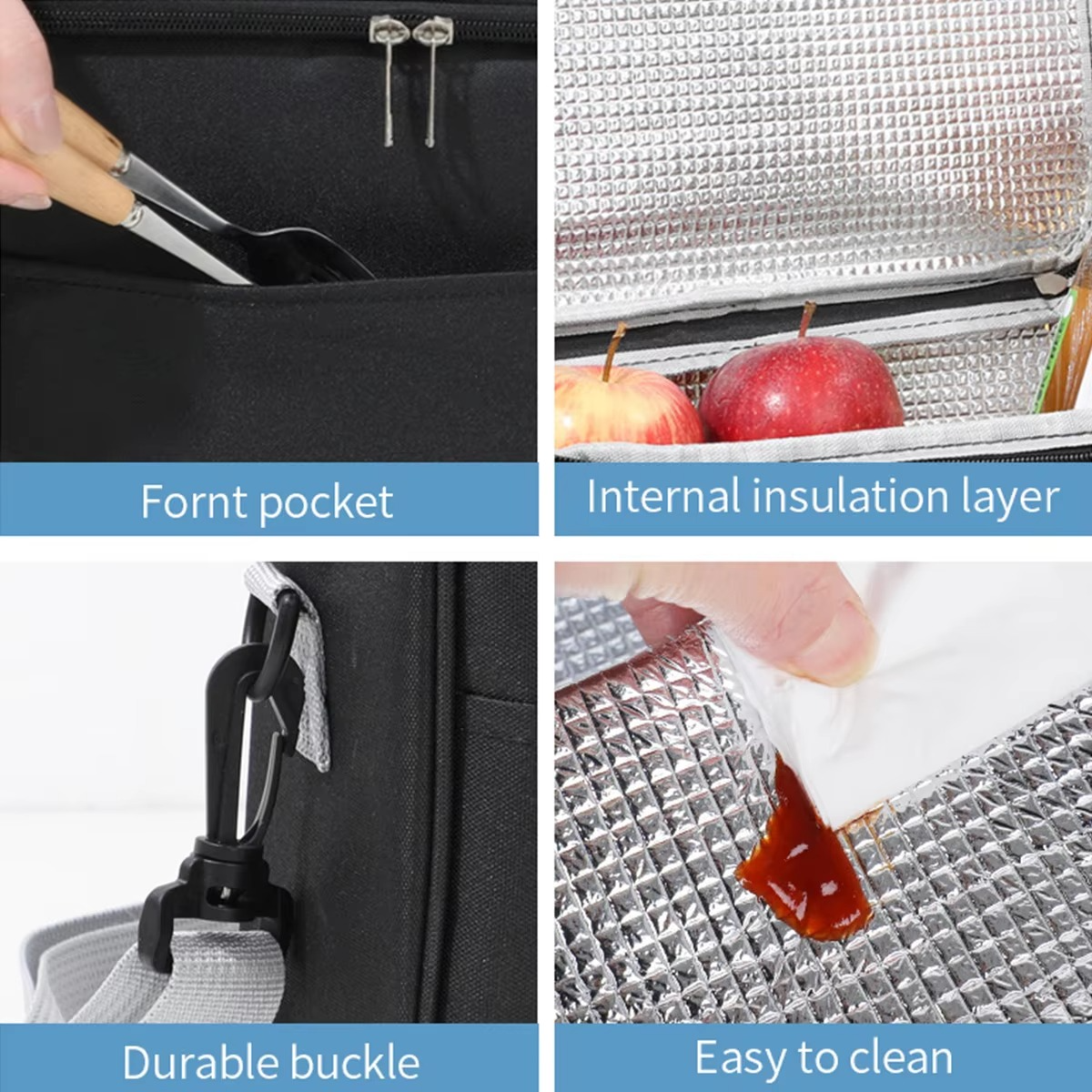 Capacity hand-held with shoulder strap insulated bag, lunch box bag, student thickened waterproof lunch bag。-zmt