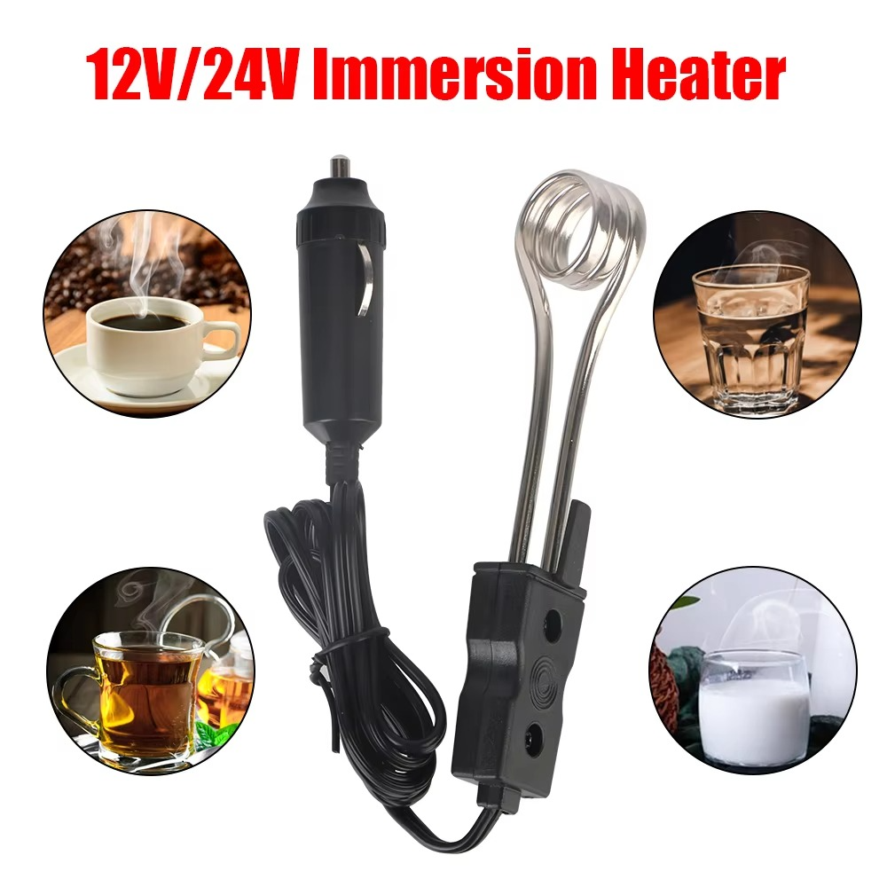 120W-140W 24V 12V Car Immersion Heater Cigar Lighter Plug Electric Heater For Tea Water Coffee Milk Safe Warmer Auto Accessories