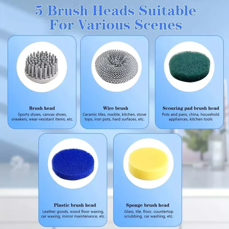 Wireless Electric cleaning brush powerful IPX7 waterproof USB rechargeable automatic handheld cleaner multi function househol