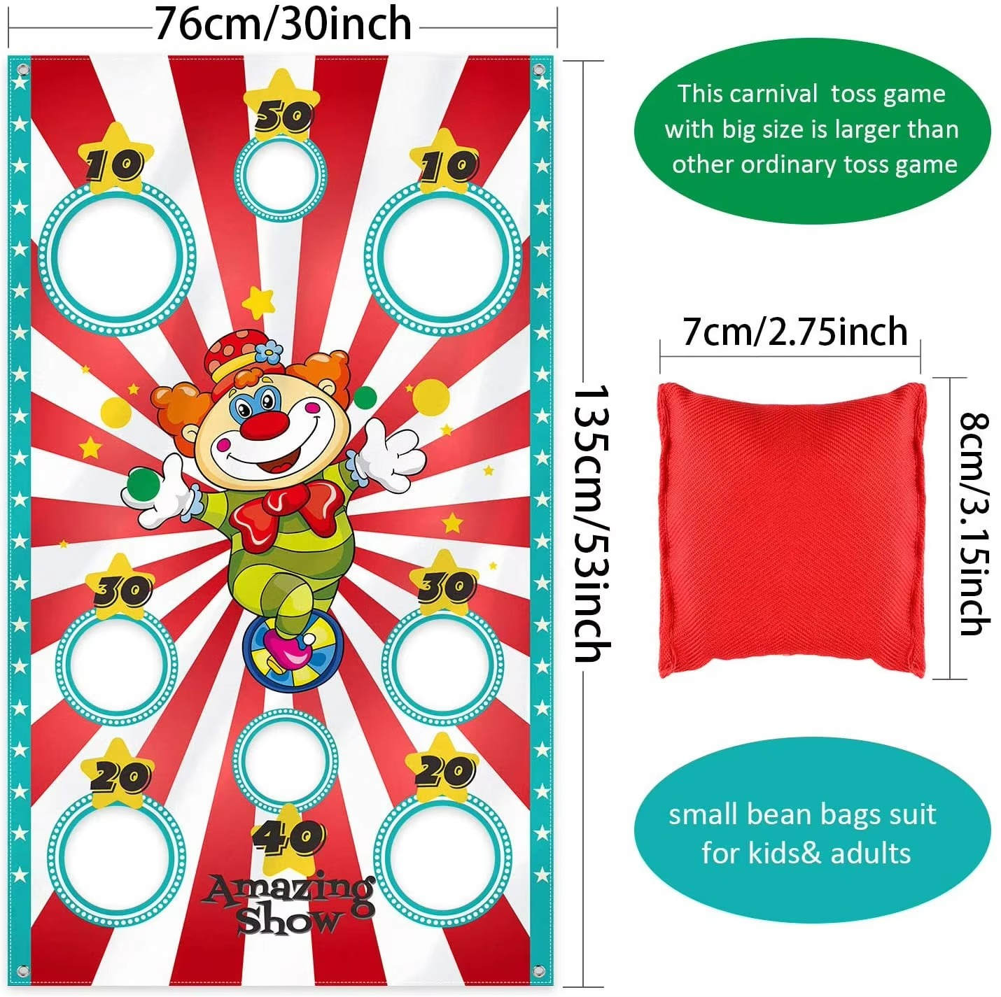 Throwing Bags Flag Funny Play Bean Bags Toy Game Safe Tossing Circus Performance Flag Outdoor Xmas Party Carnival Games Toys