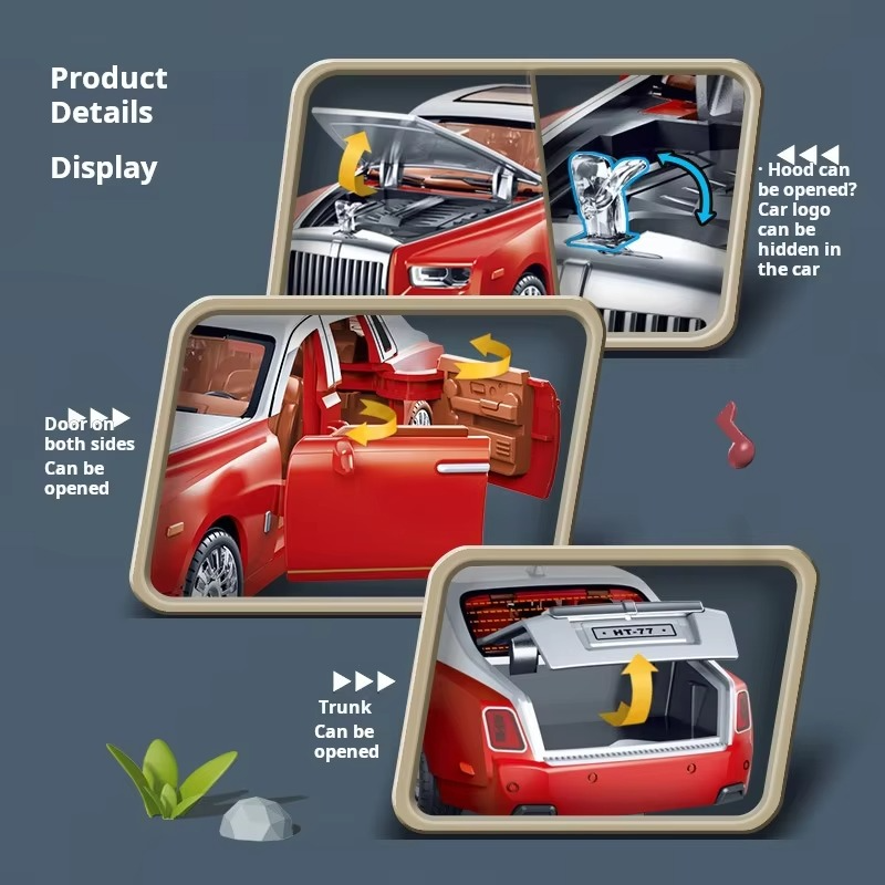 Simulation Rolls-Royce Phantom Model Car Model Ornaments Luxury Car Sedan Children's Toy Car Boy Collection with Box