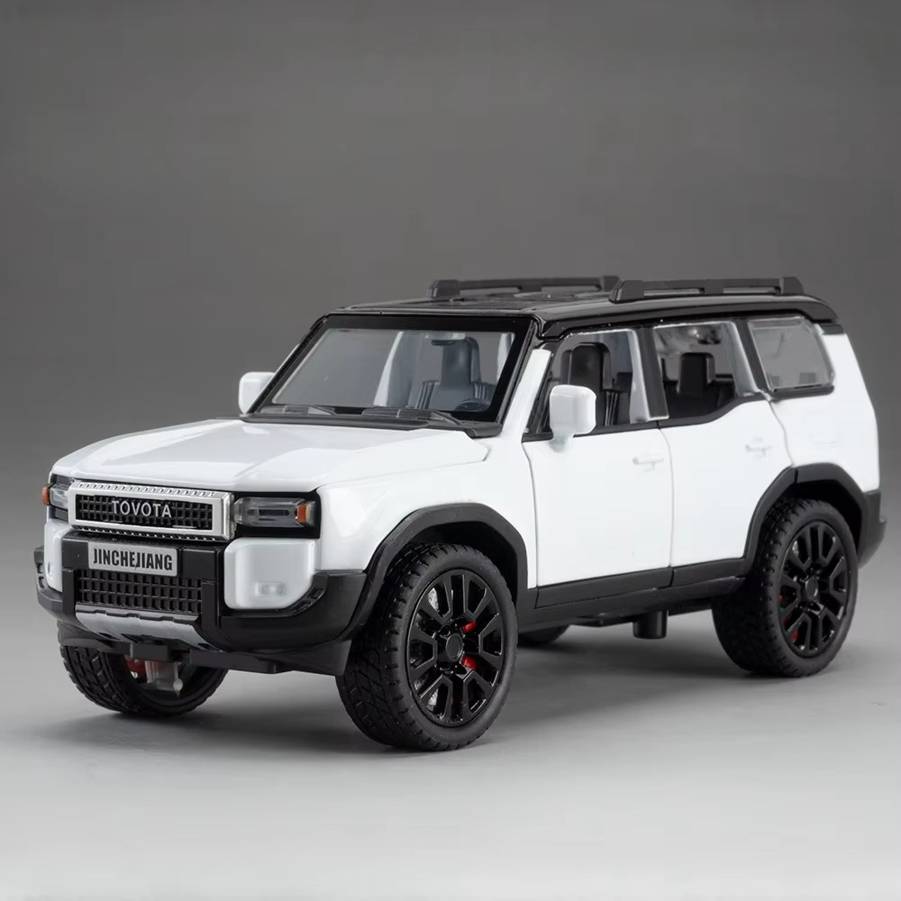 1:32 Prado SUV Car Model Toys Alloy Die-casting Pull Back 6 Doors Opened Sound Light Off-road Vehicle Gifts for Kids Collection