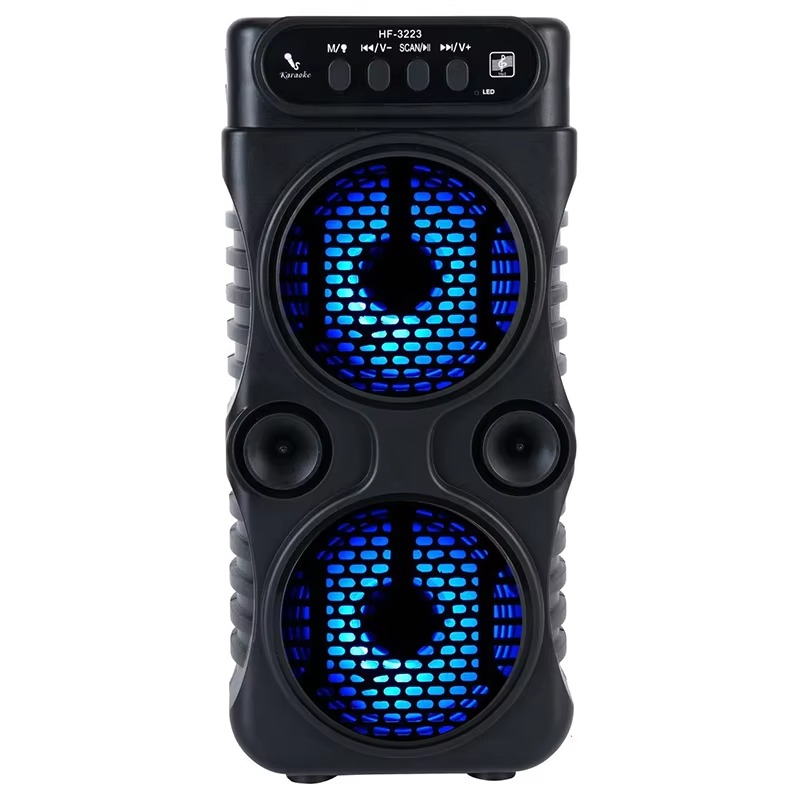 Outdoor Portable Wireless Speaker Dual 3 Inches Music Stereo Subwoofer Bass USB Power Supply For Dancing Party Family Karaoke