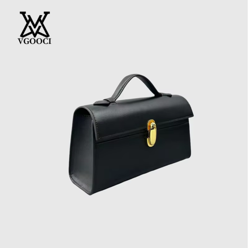 VGOOCI Genuine Leather Handbag Solid Color Simple Handbag Small Square Row Bag Women's Suede Savette Baguette bag for women