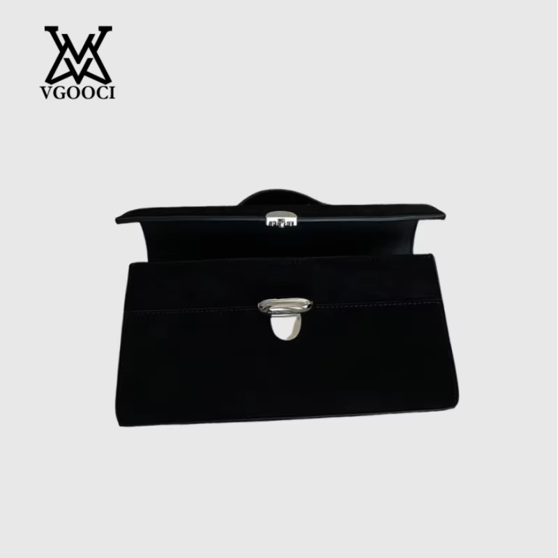 VGOOCI Genuine Leather Handbag Solid Color Simple Handbag Small Square Row Bag Women's Suede Savette Baguette bag for women
